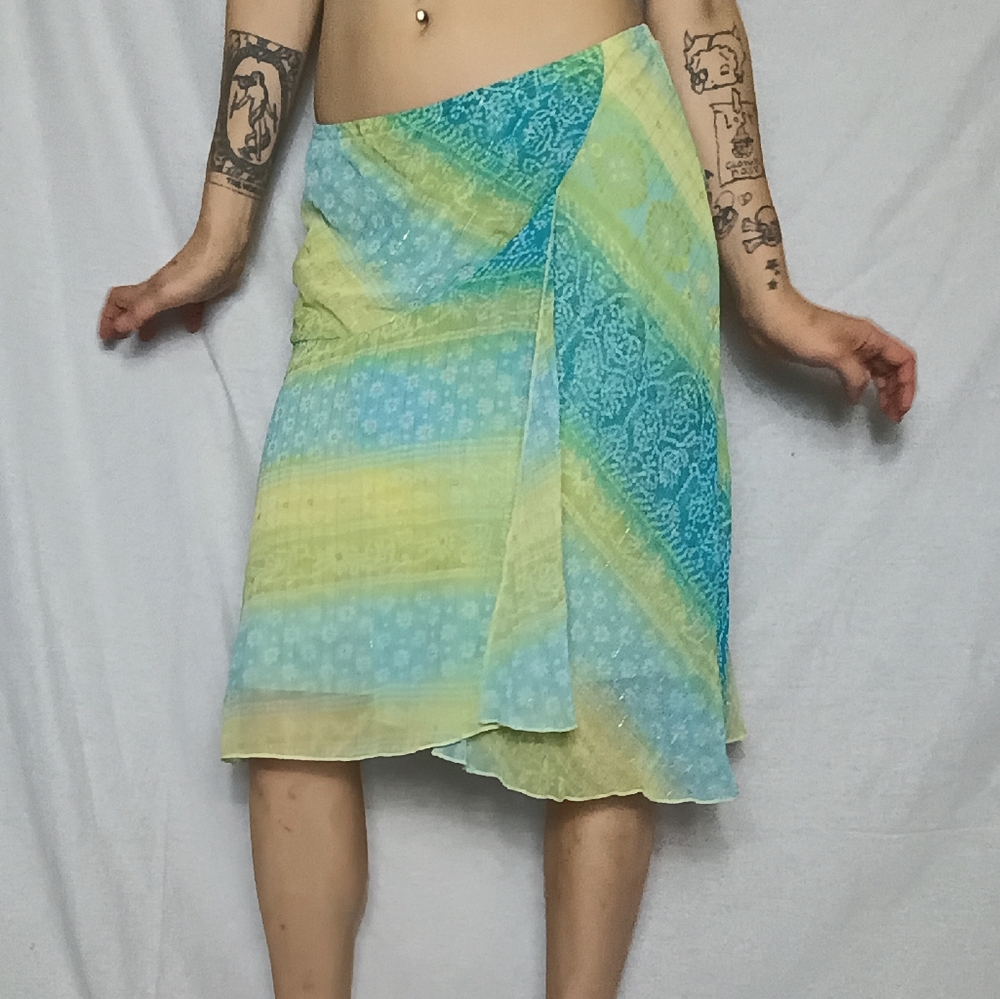 Windsor Blue and Yellow Midi Skirt